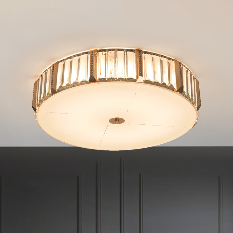 6/8 Lampenleuchte Leuchte Deckendecke zeitgenössische Trommel durch klare rechteckige Kristalle Flush Mount Lampe, 19,5 "/23,5" W.