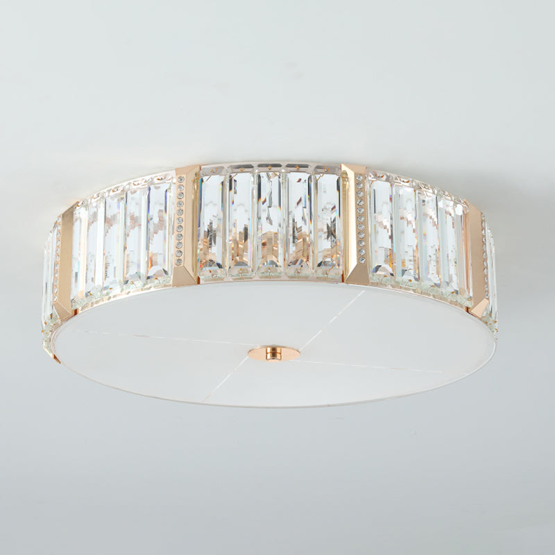 6/8 Lampenleuchte Leuchte Deckendecke zeitgenössische Trommel durch klare rechteckige Kristalle Flush Mount Lampe, 19,5 "/23,5" W.