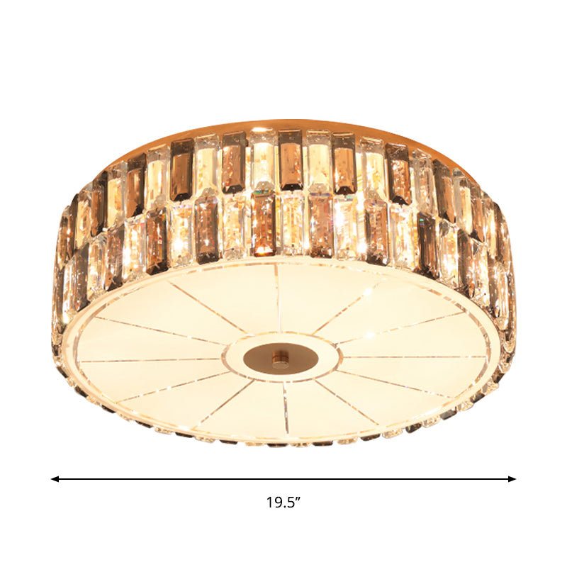 Klare Kristallblöcke Drum Flush Leuchte moderne 6 Lampen Schlafchamber in der Nähe der Deckenlampe