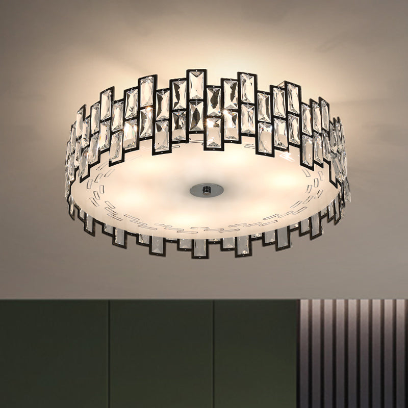 Apparecchio di illuminazione a tamburo contemporanea 6/8 teste chiare incorporate cristalli a filo di montaggio, larghezza 19,5 "/23,5"