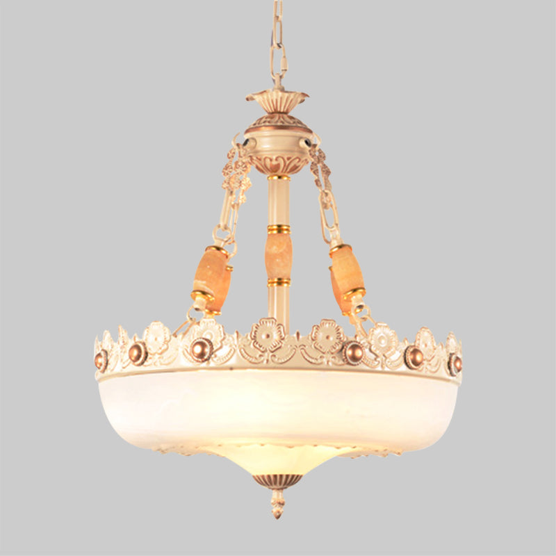 Barn-achtige witte glazen hanglamp klassieke enkele bol slaapkamer ophanging verlichting in beige/messing, 12 "/16" /19.5 "w