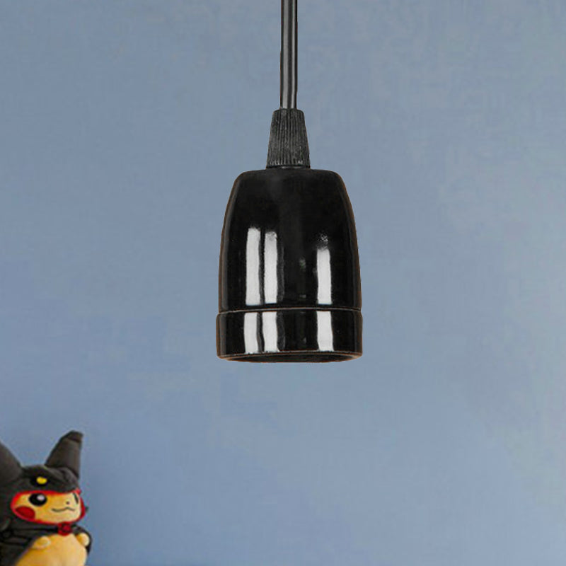 1 Head Mini Hanging Pendant Light with Adjustable Cord Retro Style Black/Red Ceramic Ceiling Hanging Light