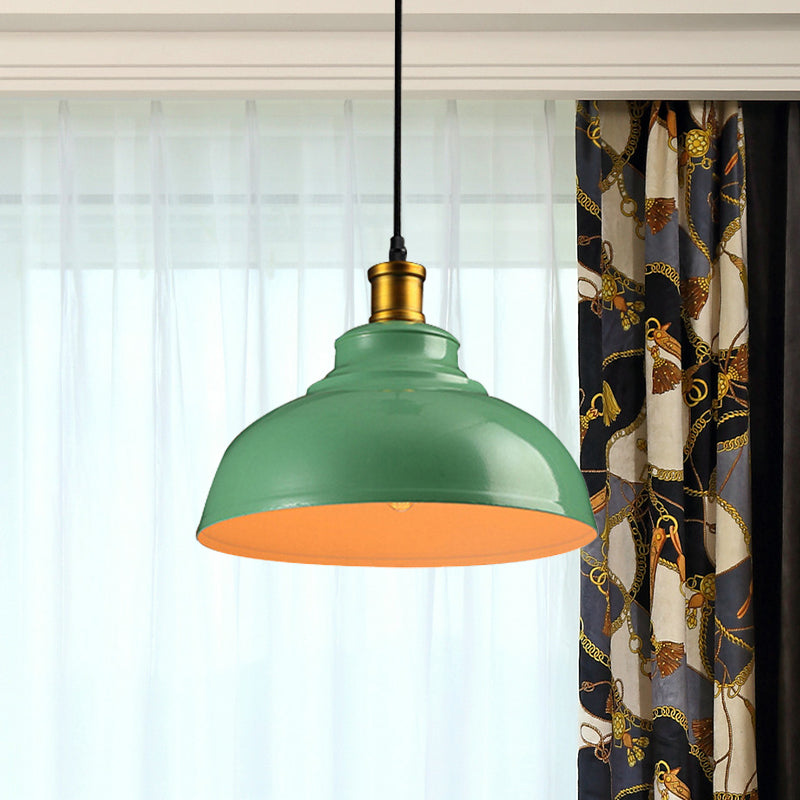 1 Kopfdecke Anhänger Vintage Style Globe Metall Suspension Light mit Kabel in Schwarz/Grün für Wohnzimmer