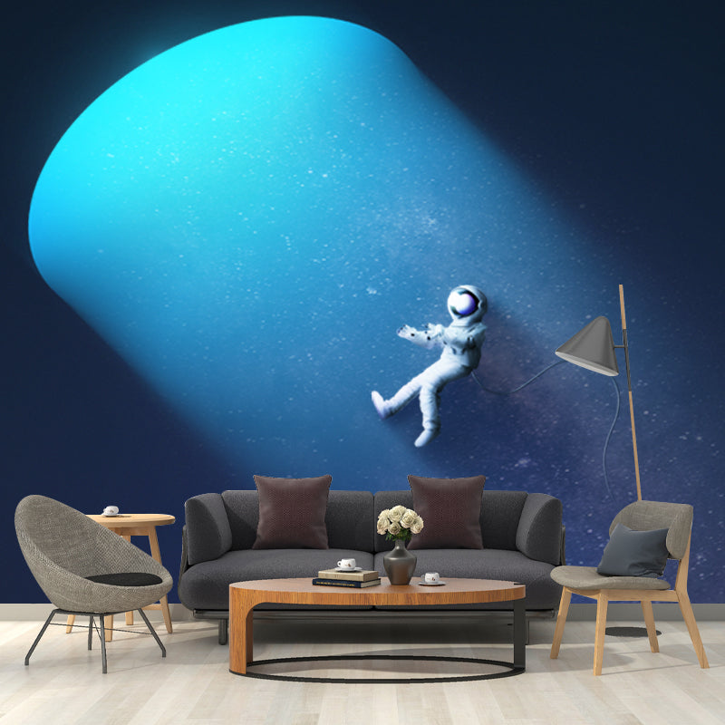 Sci-Fi Night Space Astronaut Mural Decal Blue Waterproofing Wall Covering for Home