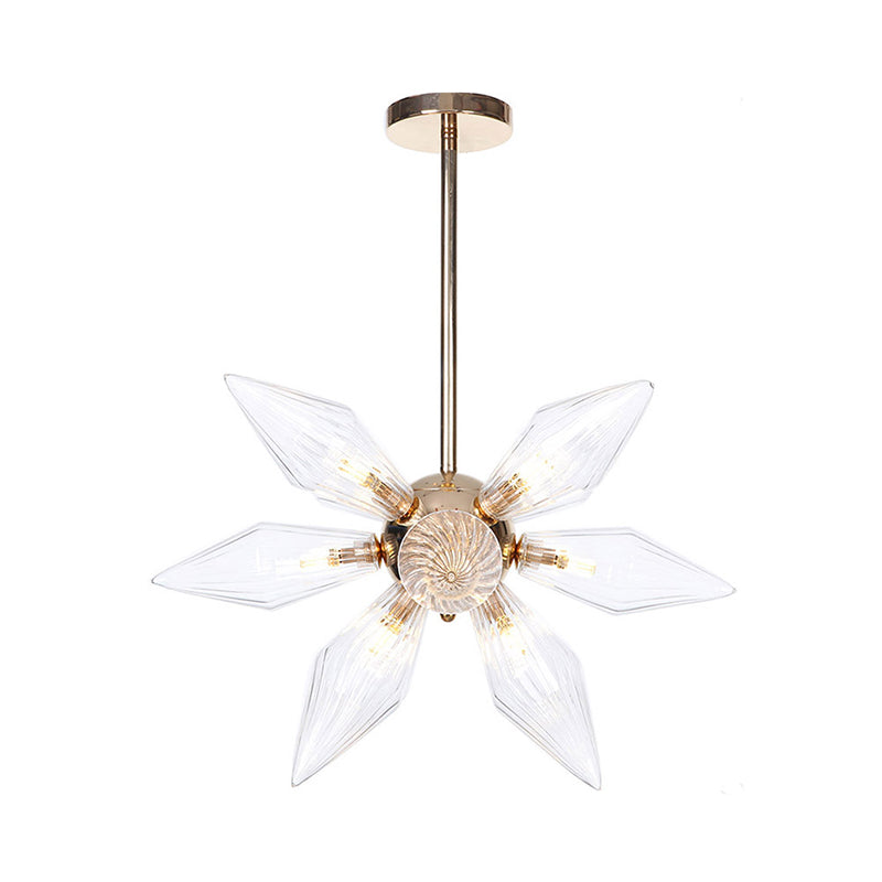 Diamond Clear/Amber Glass Chandelier Industrial 9/12/15 Heads Kitchen Pendant Lighting Fixture in Chrome/Gold