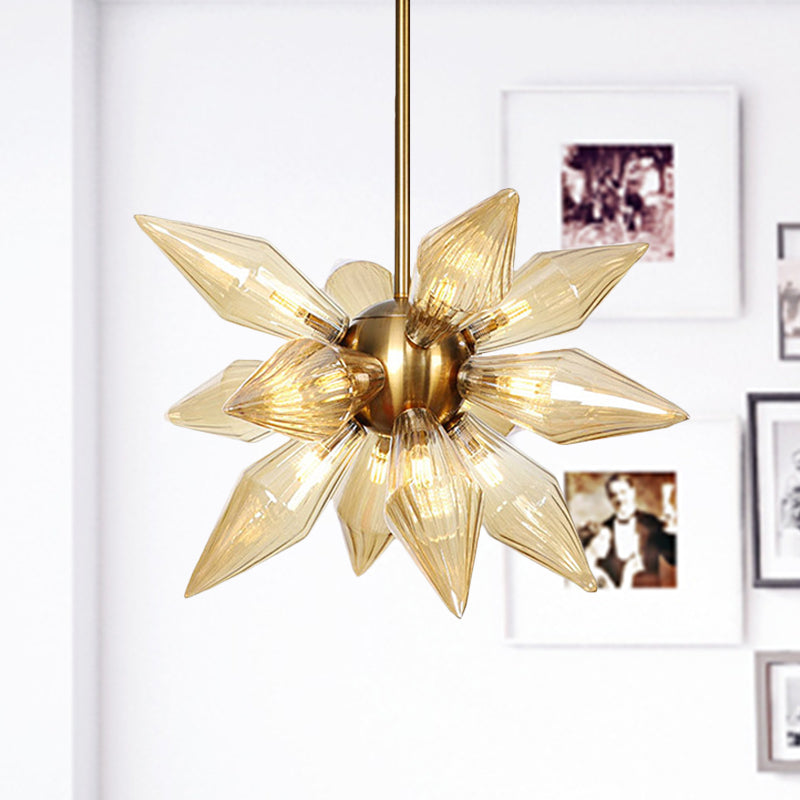 Sputnik Living Room Hanging Fixture Factory Clear/Amber Glass 9/12/15 Bulbs Brass/Copper Chandelier Lighting Fixture