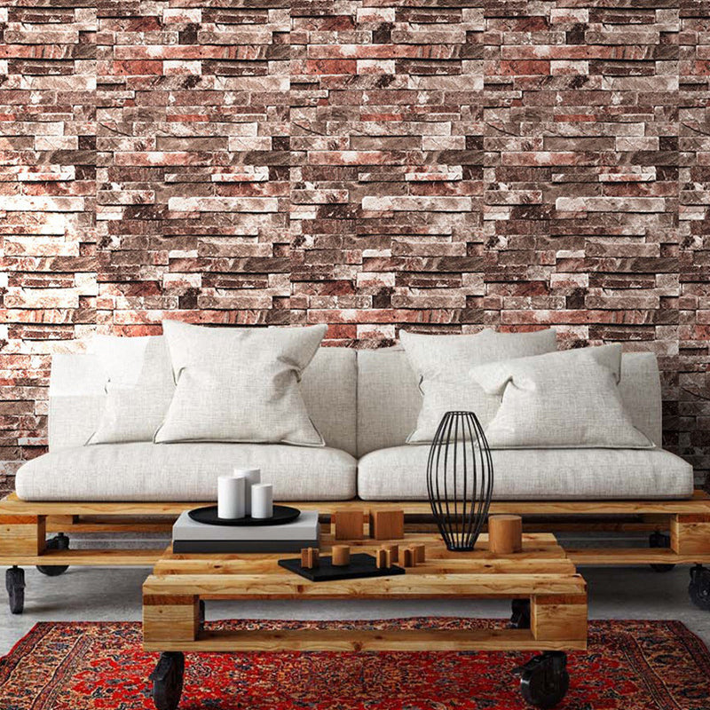 Red Brick Look Wallpaper Roll Temporary Peel and Stick Industrial Living Room Wall Covering