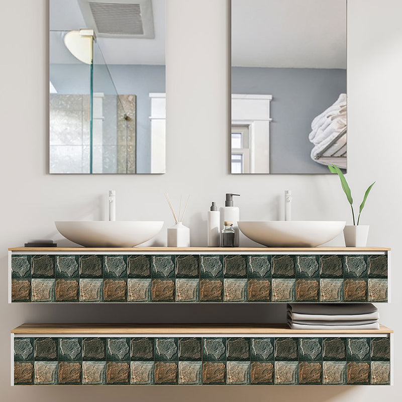 Self-Stick Rock Tile Wallpaper Panels Bohemian Removable Bathroom Wall Decor, 3.9-sq ft