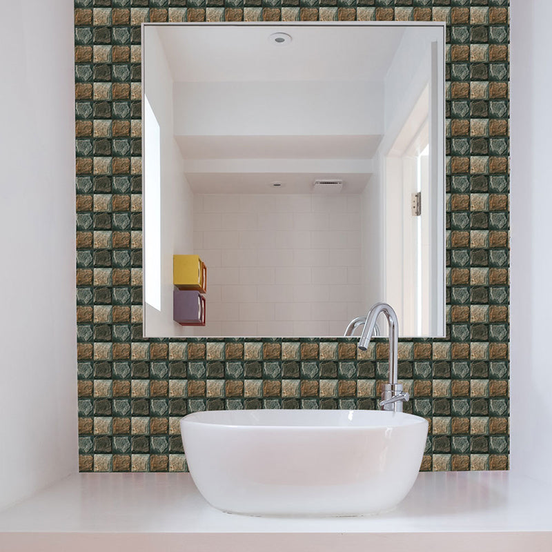 Self-Stick Rock Tile Wallpaper Panels Bohemian Removable Bathroom Wall Decor, 3.9-sq ft