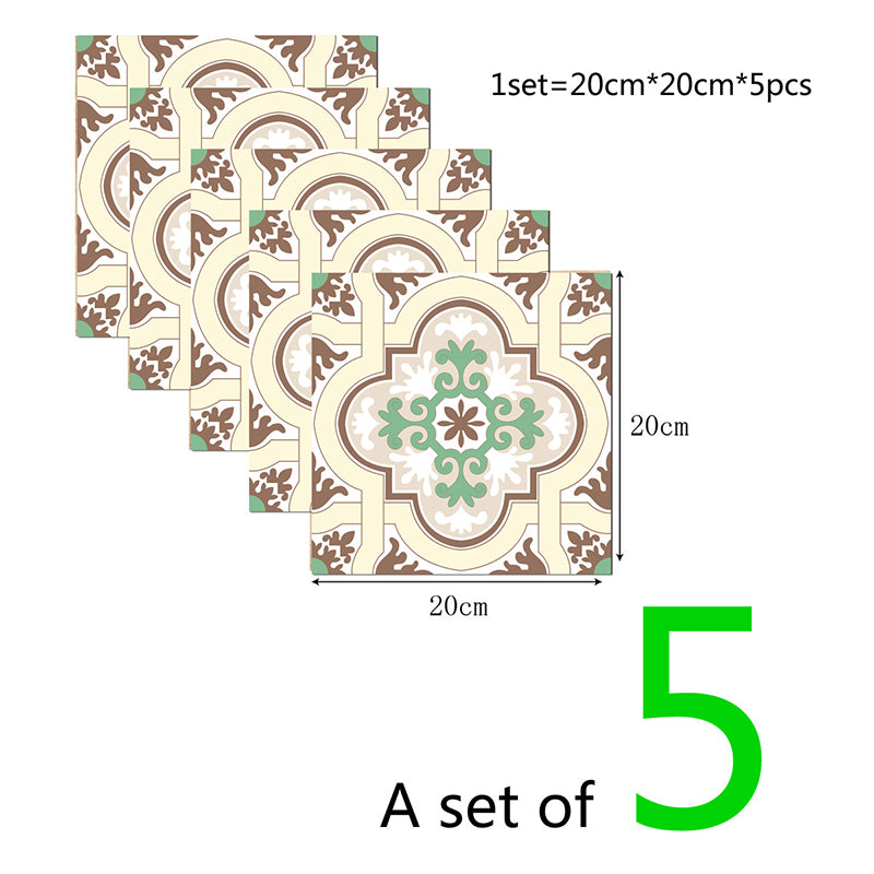 Bohemia Quatrefoil Wallpaper Panel for Bathroom 8' x 8" Wall Art in Green-White, Peel and Stick