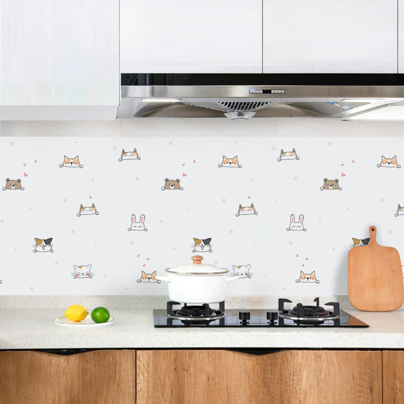 Stain Resistant Kitten Wallpaper PVC Novelty Peel and Stick Wall Decor for Kitchen