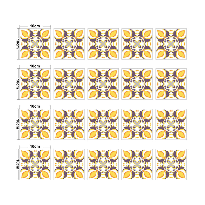 Yellow Fleur-De-Lis Wallpaper Panel Floral Bohemia Self-Adhesive Wall Decor for Bathroom