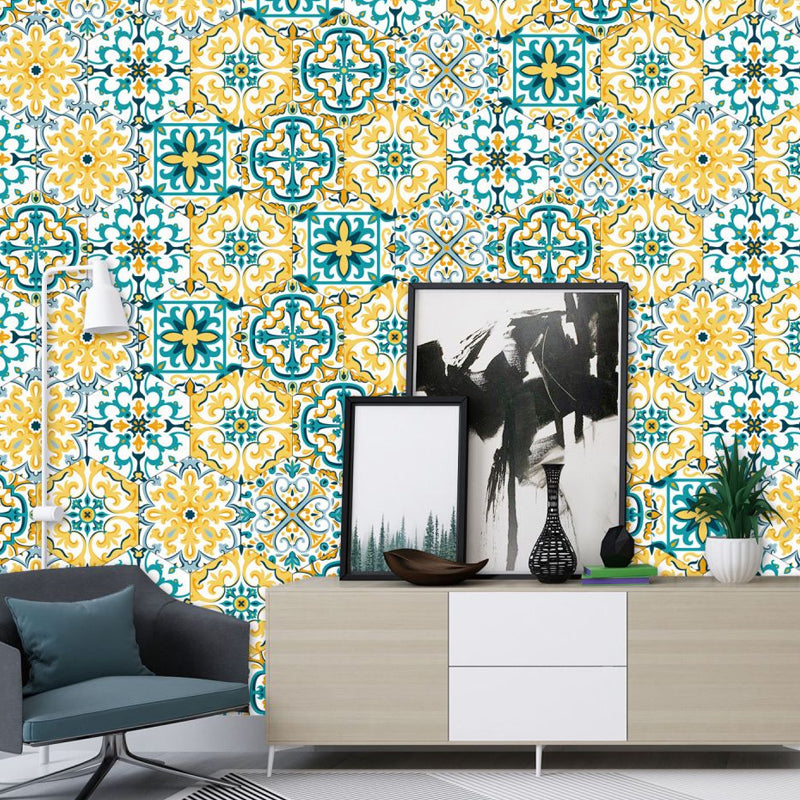 Self-Stick Floral Wallpaper Panel Set 5.9-sq ft Boho Chic Wall Art for Living Room