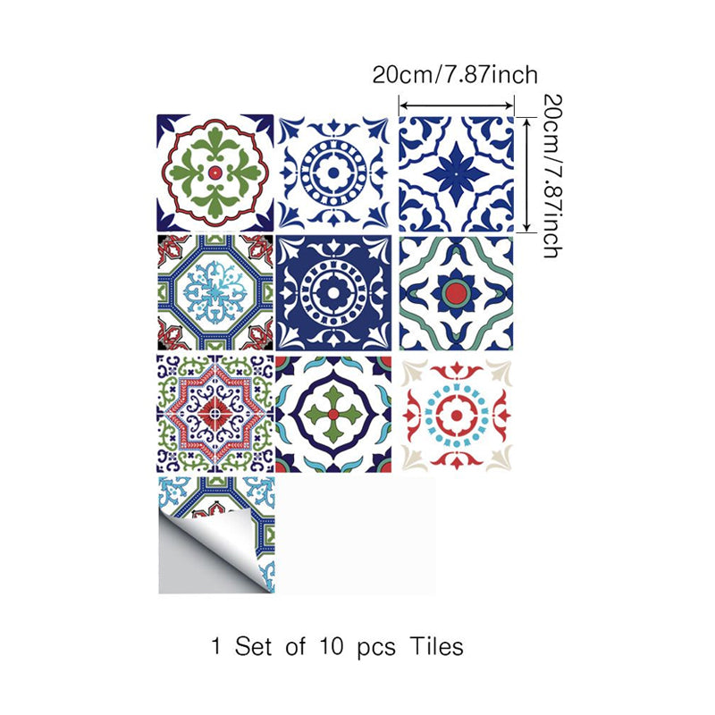 Bohemian Style Mandala Wallpaper Panel for Kitchen 4.3-sq ft Wall Art in Red-Blue-Green, Self-Stick