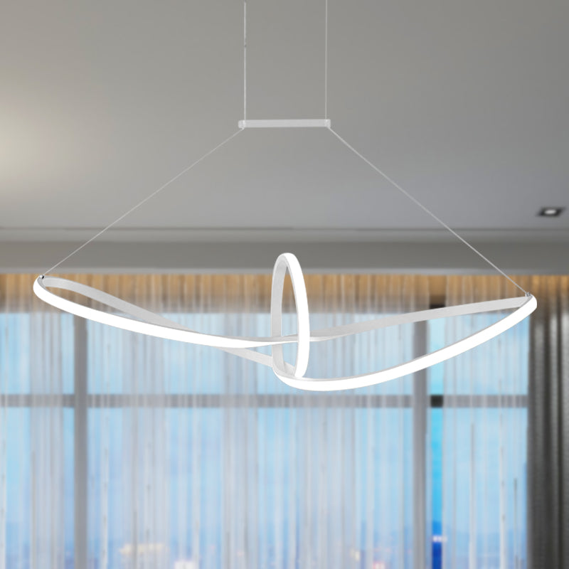 Acrylic Twisted Ceiling Light Minimalist LED White Chandelier Pendant in Warm/White/Natural Light