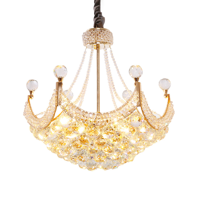 Dome Crystal Balls Chandelier Lighting Contemporary 6-Bulb Gold Ceiling Pendant Lamp Fixture