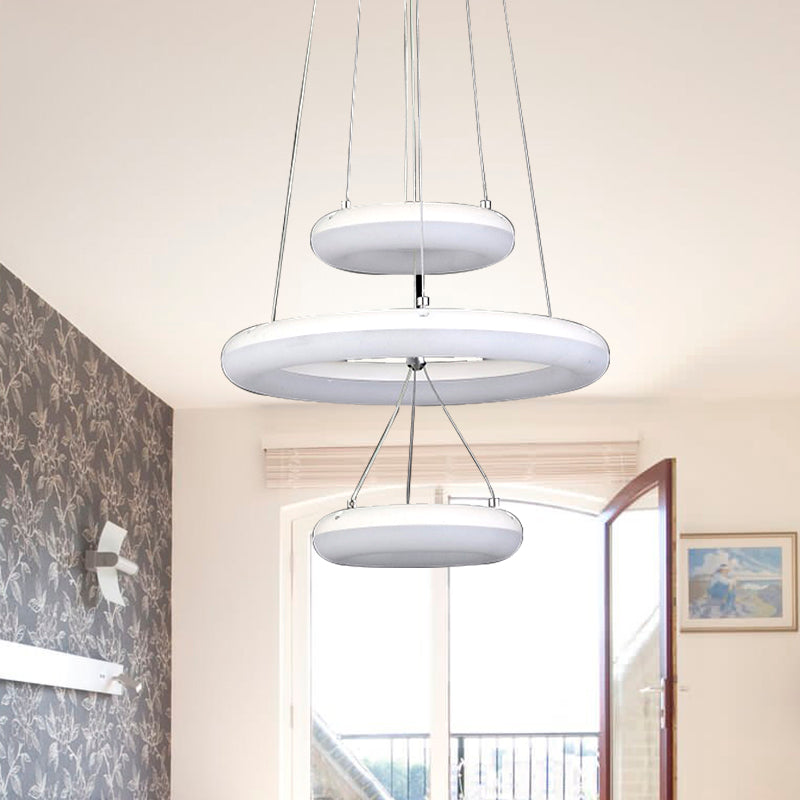 White Donut Suspension Pendant Minimalist LED 3 Lights Acrylic Chandelier Lighting Fixture