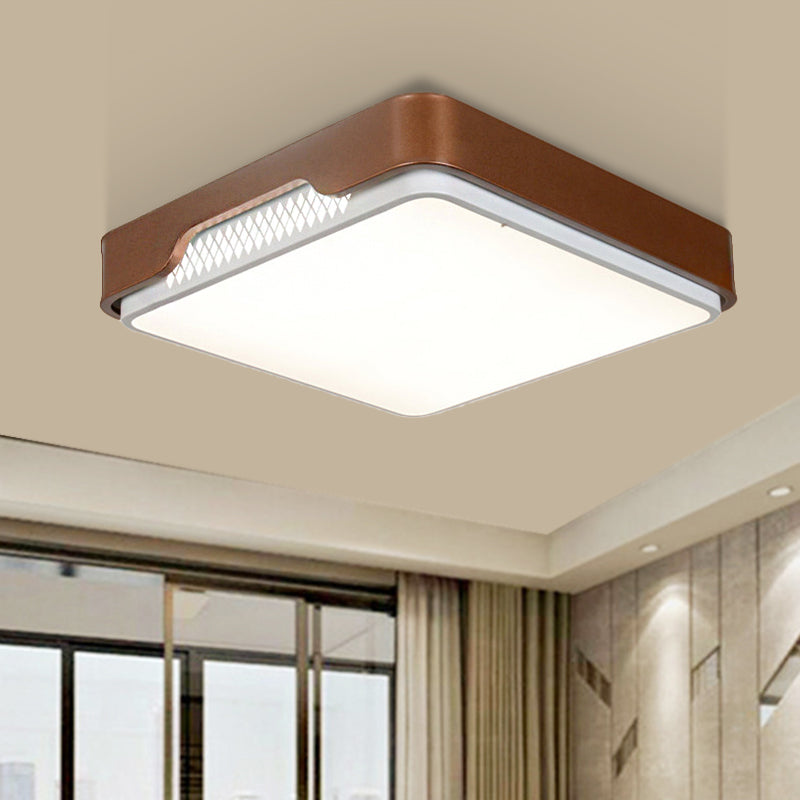 Acrylic Rectangular Flush Mount Light Fixture Modern 20.5"/36.5"/45" Wide Brown Flushmount in Warm/White Light