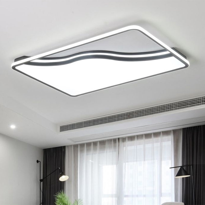 Zwart/wit rechthoekig/vierkant plafondlicht eenvoudige acryl 16 "/19.5" /35.5 " W LED plafond licht fixture voor slaapkamer in warm/wit