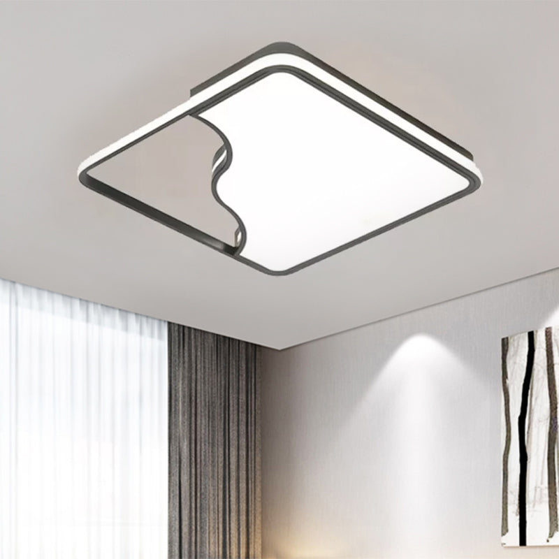 Zwart/wit rechthoekig/vierkant plafondlicht eenvoudige acryl 16 "/19.5" /35.5 " W LED plafond licht fixture voor slaapkamer in warm/wit