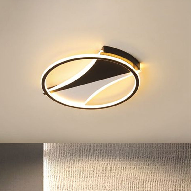 Zwart en wit Cirkelvormige Flush Light Simple Style Acryl Slaapkamer Plafond Licht in Warm/Wit, 16 "/19.5" /23.5 " Dia