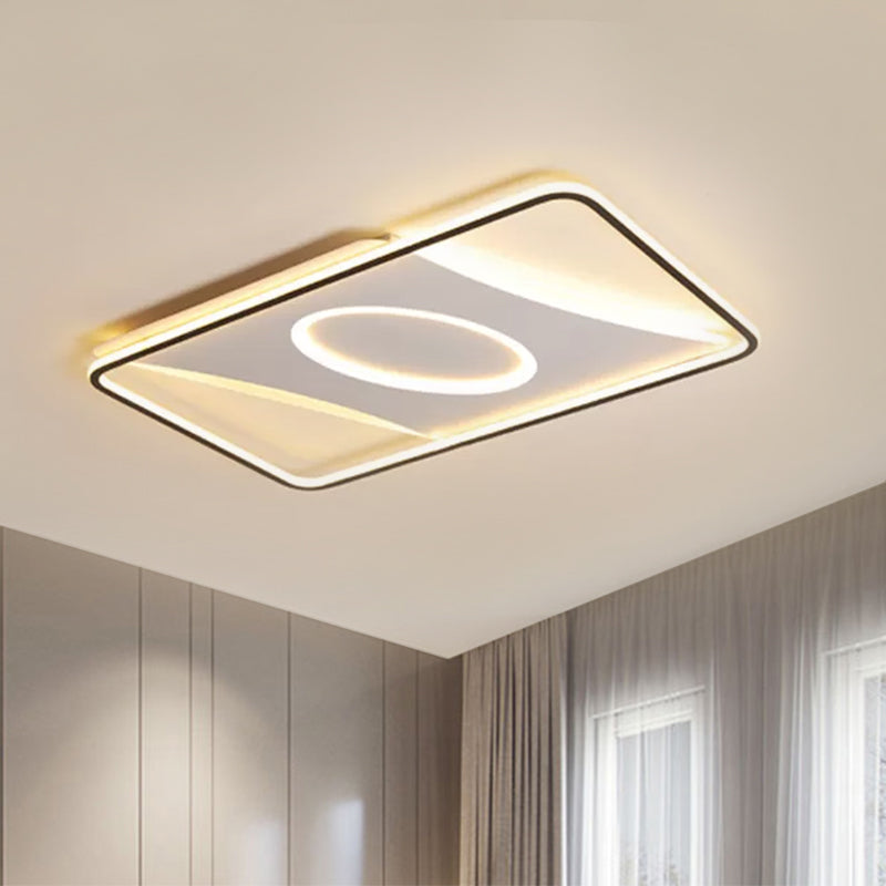 Quadratische/Rechteckige Acryl Flush Mount Light Modern Schwarz und Weiß LED Ceiling Flush für Schlafzimmer in Warm/White, 16 "/19.5" /23.5 " W