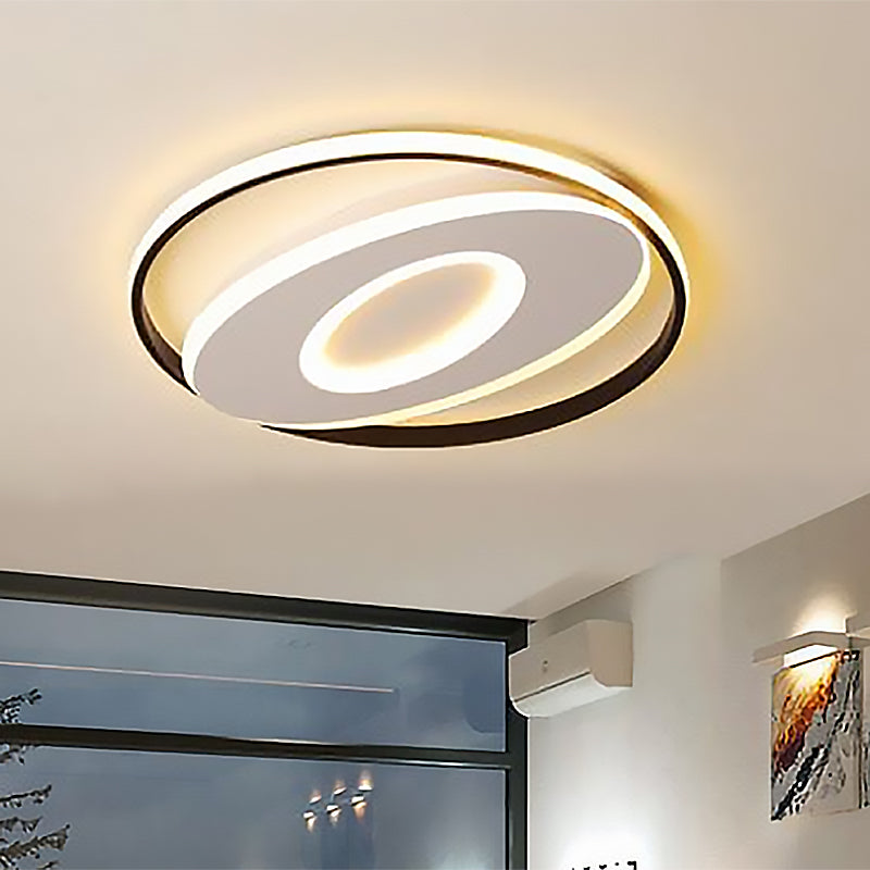 Oval Flush Licht met Orbit Ontwerp Eenvoudige Acryl LED Slaapkamer Plafond Verlichting in Warm/Wit 16"/19.5"/23.5" Breed