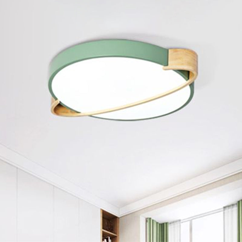 Plafonnier LED rond nordique en métal rose/jaune/vert, luminaire de plafond, pour chambre à coucher, blanc chaud/blanc, 12/16/19.5 pouces de diamètre