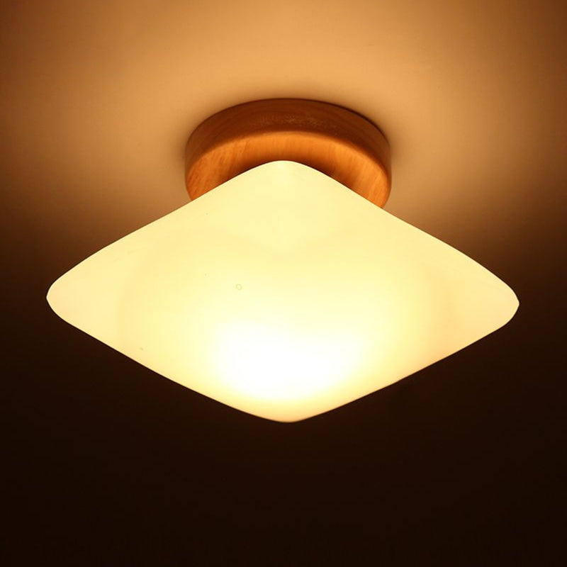 Frosted Glass Semi-Circle/Square Flush Ceiling Light Modern 1 Light Ceiling Flush Mount for Corridor