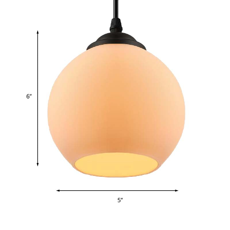 Black Orb Pendant Ceiling Light Farmhouse White Glass 1 Light Dining Room Hanging Lamp