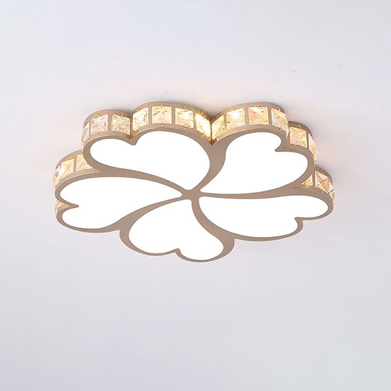 Nordic Clover Flush Mount Ceiling Light with Crystal Shade Black/White/Gold LED Bedroom Ceiling Flush Mount Light