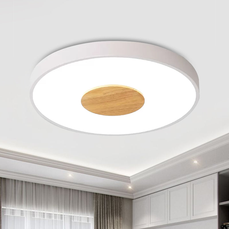 Circulair Flush Plafond Mount Licht Nordic Metal Zwart/Grijs/Wit LED Slaapkamer Plafond Mount Flush met Acryl Diffuser, 12"/16"/19.5" Dia