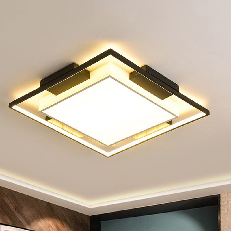 Contemporary Square/Rettangolo Flushmount Acrilico Shade Led Illuminazione a Flush in bianco e nero, 18 "/23.5 "/35.5" Wide