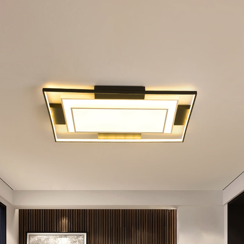 Contemporary Square / Rectangle Flushmount Acrylic Shade Led Flush Lighting in Black and White, 18 "/23.5" /35.5 " Wide