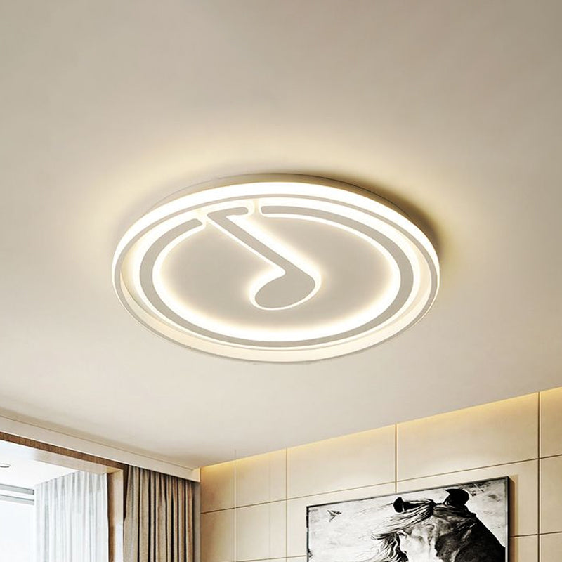 16 " W Circle Flush Lighting with Musical Note Nordic Metal Integrated Led White Flush Lamp in Warm/White