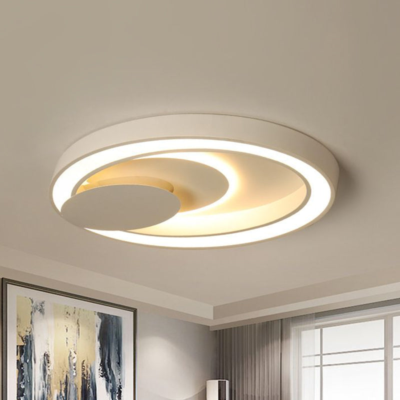 23"/27"/34.5" W White Oval Close to Ceiling Light Simplicity Metal Bedroom Led Flush Ceiling Lamp in Warm/White