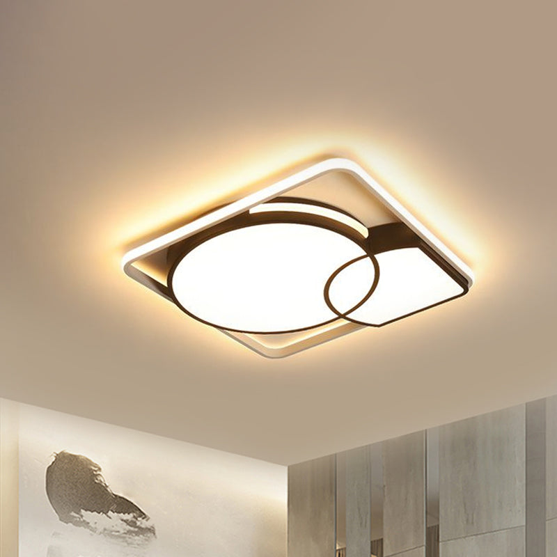 16 "/19.5" /35.5 " W Circular Flushmount Light with Square/Rectangle Frame Acryl Modernism Led Flush Lighting in Warm/White