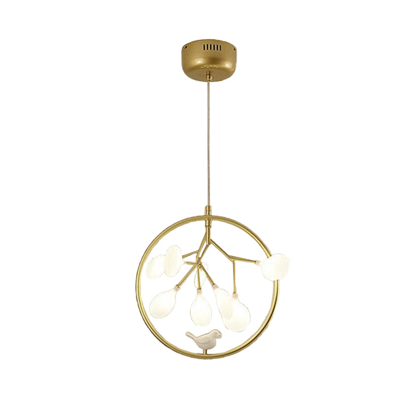 Twig Balcony Hanging Light with Bird Deco Glass Metal Modern Stylish Chandelier