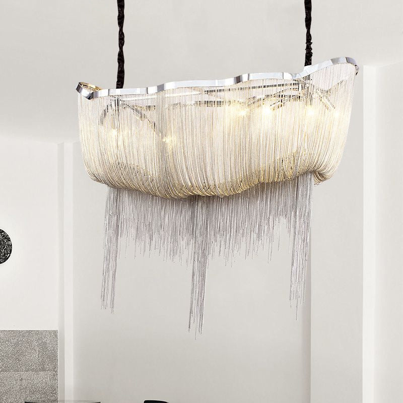 Tassel Empire Chandelier Modern Nordic Style Metal 12 Lights Gold/Silver Hanging Light Fixture