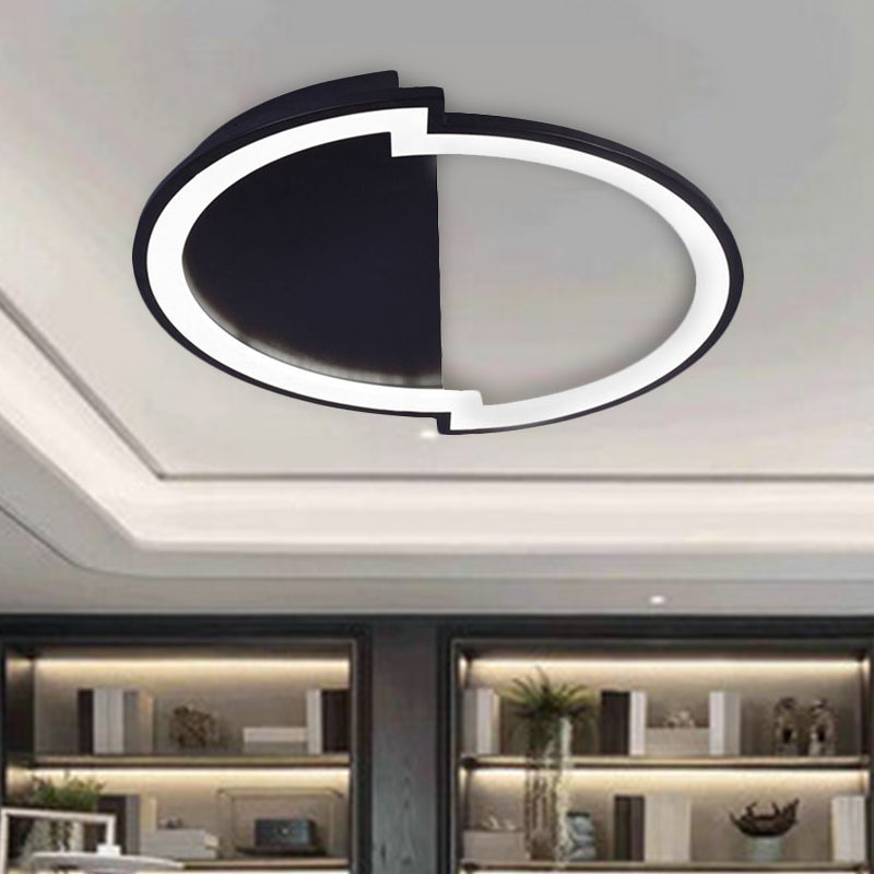 Round Acrylic Flush Light Fixture Simple 16"/19.5"/23.5" Wide LED White/Black/White and Black Ceiling Flushmount in Warm/White Light