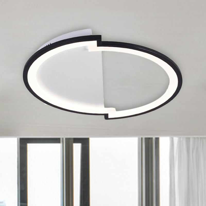 Round Acrylic Flush Light Fixture Simple 16"/19.5"/23.5" Wide LED White/Black/White and Black Ceiling Flushmount in Warm/White Light