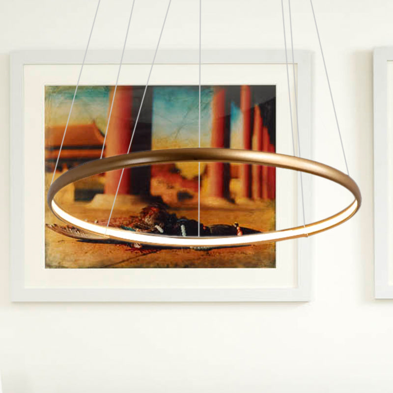 Black/Brown/Gold Orbit LED Ceiling Light Modernism 1/2/3-Light Acrylic Chandelier in Warm/White/Natural Light