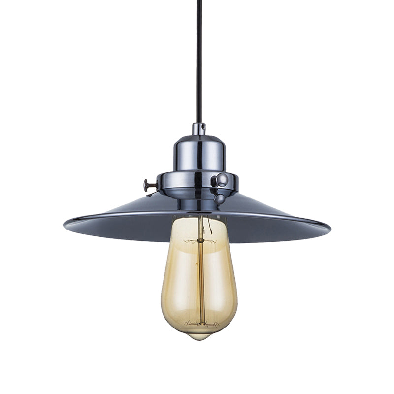 Polierte Chrom 1 Lampe Hanging Lampe Industrial Retro Metal ausgestattet Schatten Deckenheizlicht für Schlafzimmer