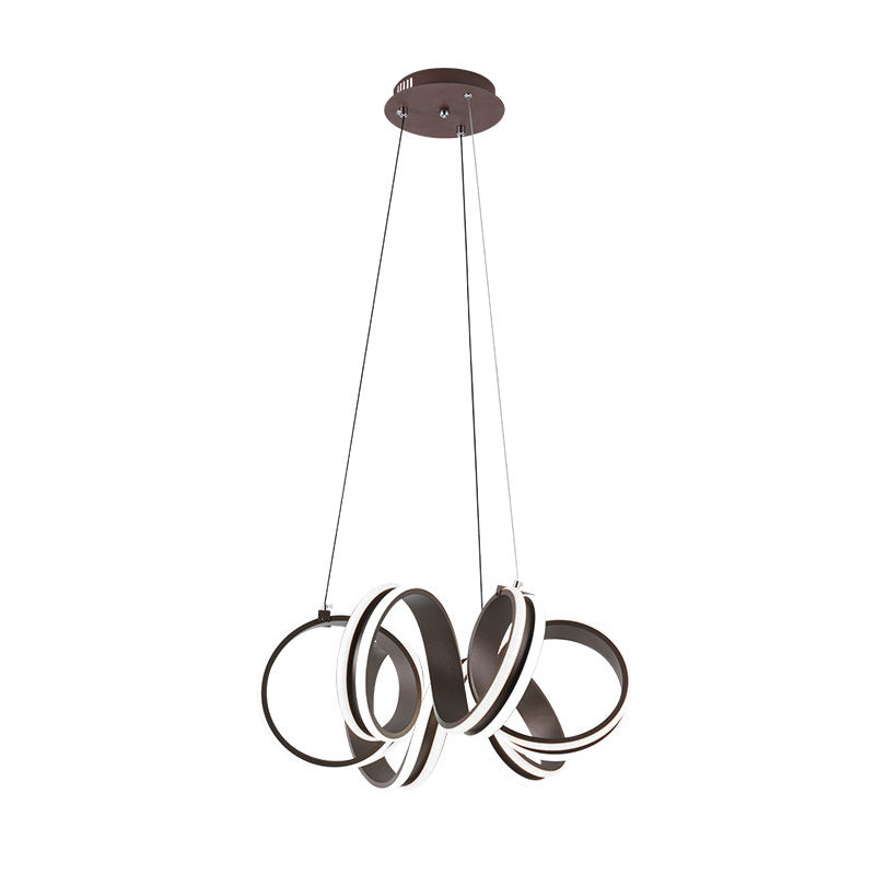 Seamless Whirl Chandelier Light Contemporary Acrylic LED Brown Hanging Ceiling Lamp in Warm/White Light