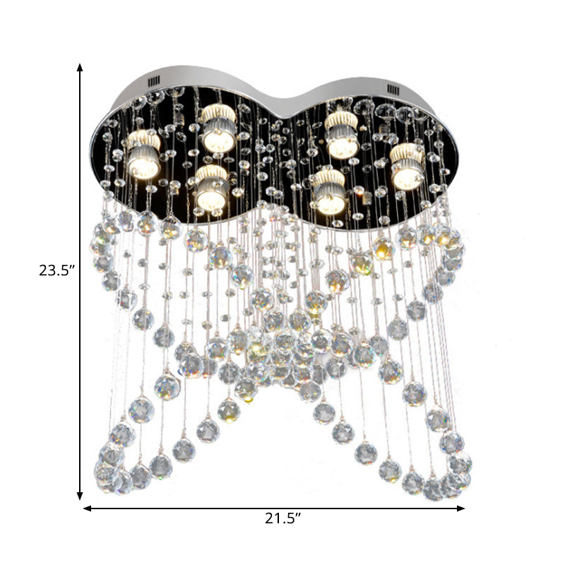 Luminaire encastré boule de cristal à 4 anneaux en forme de papillon, luminaire suspendu moderne