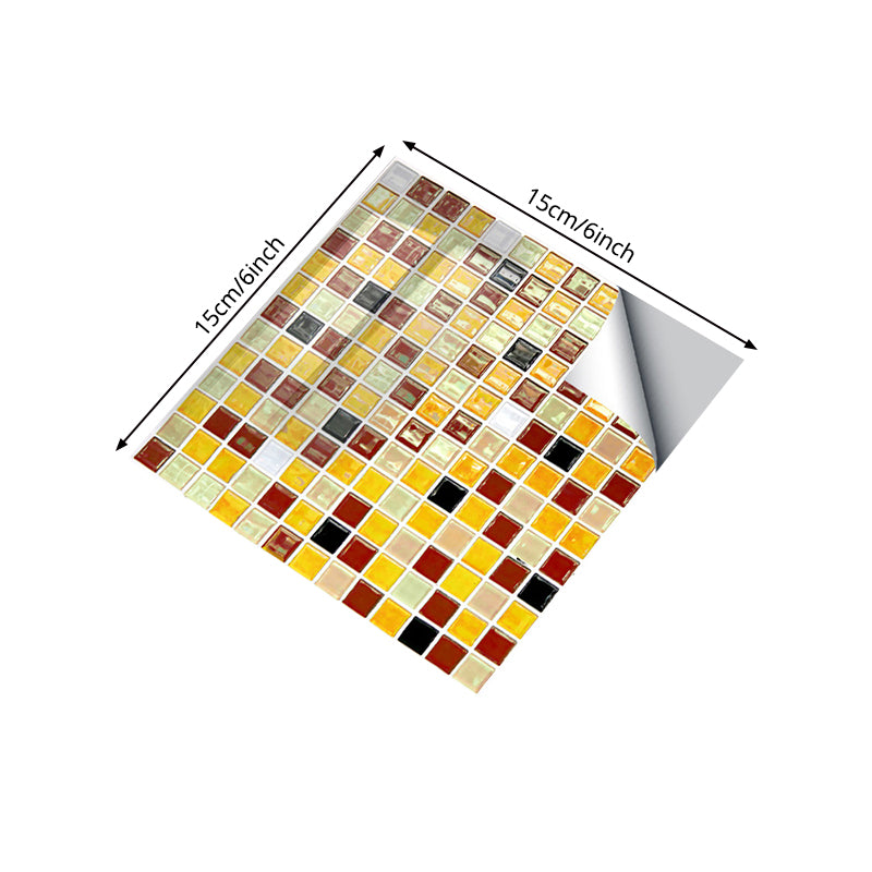 Mosaic Ceramic Tile Wallpaper Panel Contemporary PVC Wall Decoration in Yellow, Easy to Remove