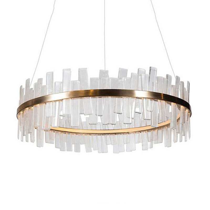 1/2 Lights Living Room Chandelier Lighting with Drum Crystal Shade Post Modern Gold LED Suspension Pendant