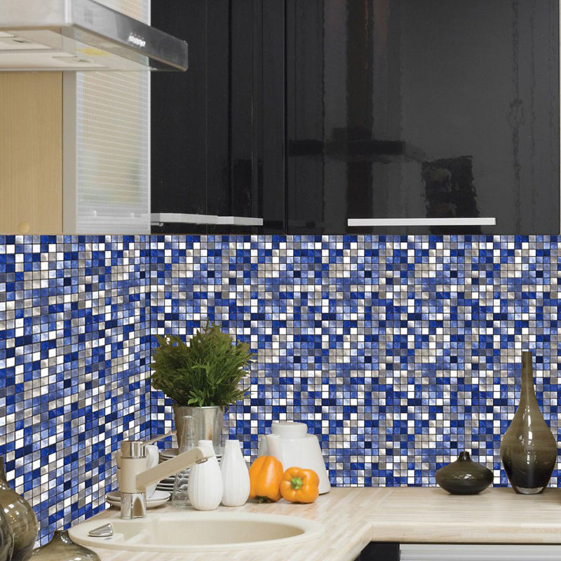 Self Sticking Blue Mosaics Wallpapers Tiles Modern Removable Wall Covering for Bath