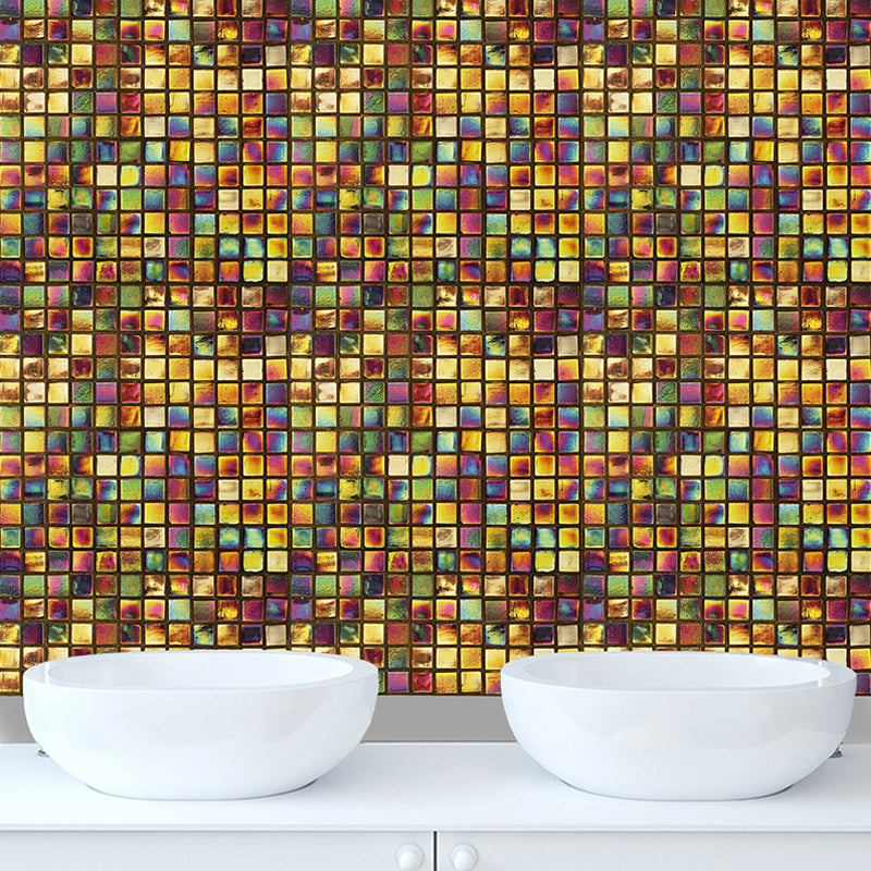 Holographic Mosaics Tile Wallpapers Boho Self-Stick Bathroom Wall Art, 9.7-sq ft (10 Pcs)