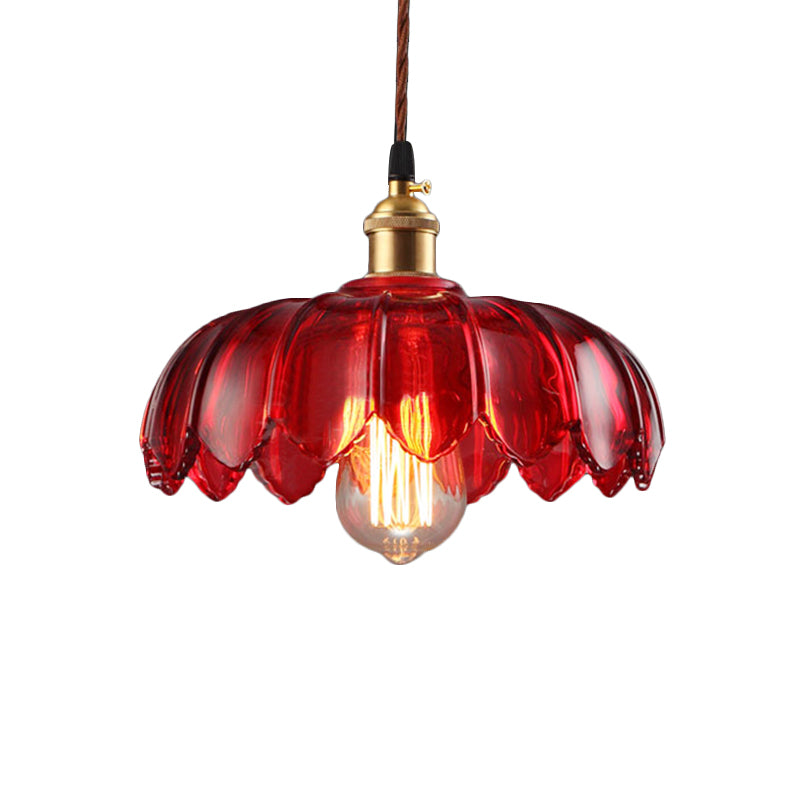 Überbrochene Anhängerlampe Industrial 1 helles rotes Glas Hang Deckenlicht für Wohnzimmer, 8 "/10"/12 "breit